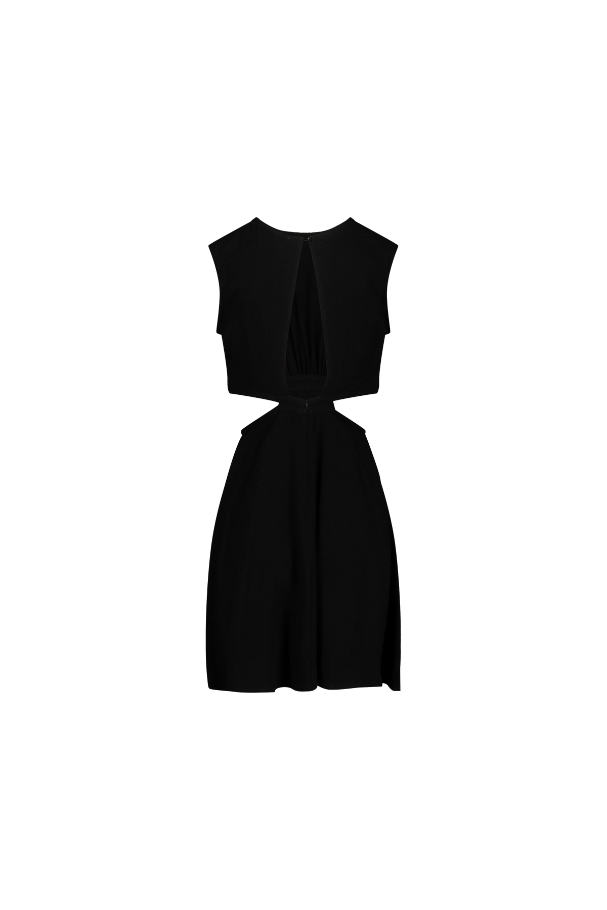 Black sleeveless dress on a white background